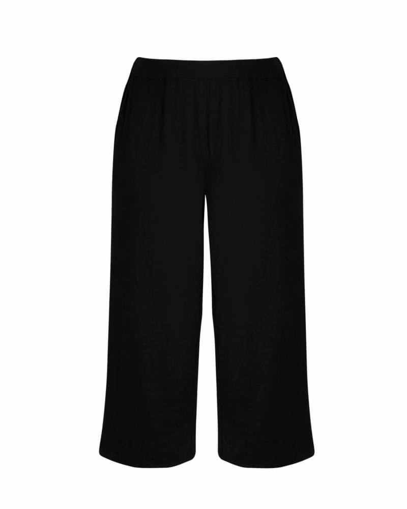 Front of a size 1X Joan Jersey Cropped Pants in Black by Grace. | dia_product_style_image_id:298648